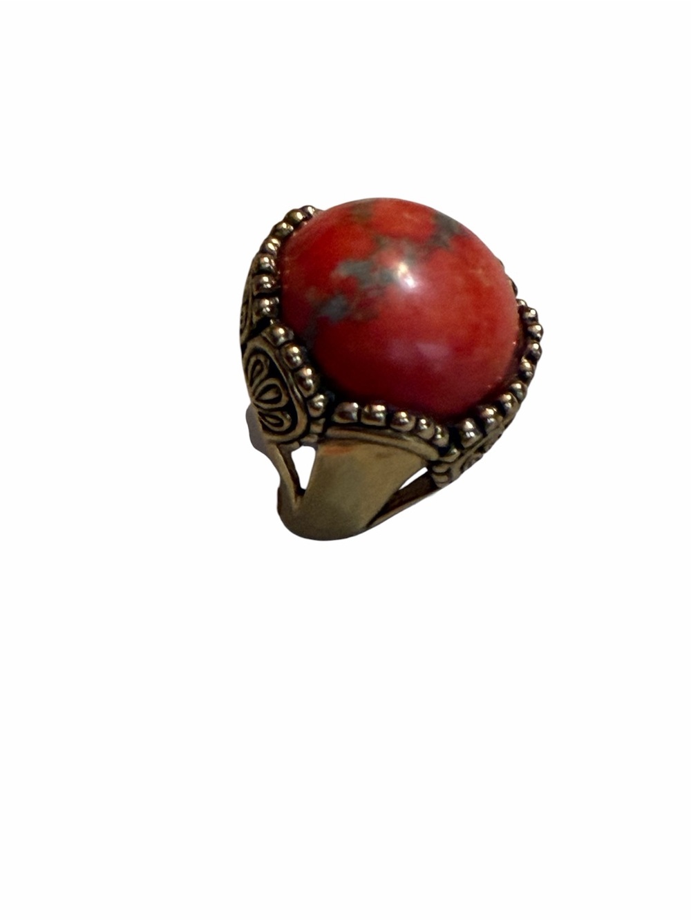 Studio Barse Coral Red Cabochon Gold-Tone Ring